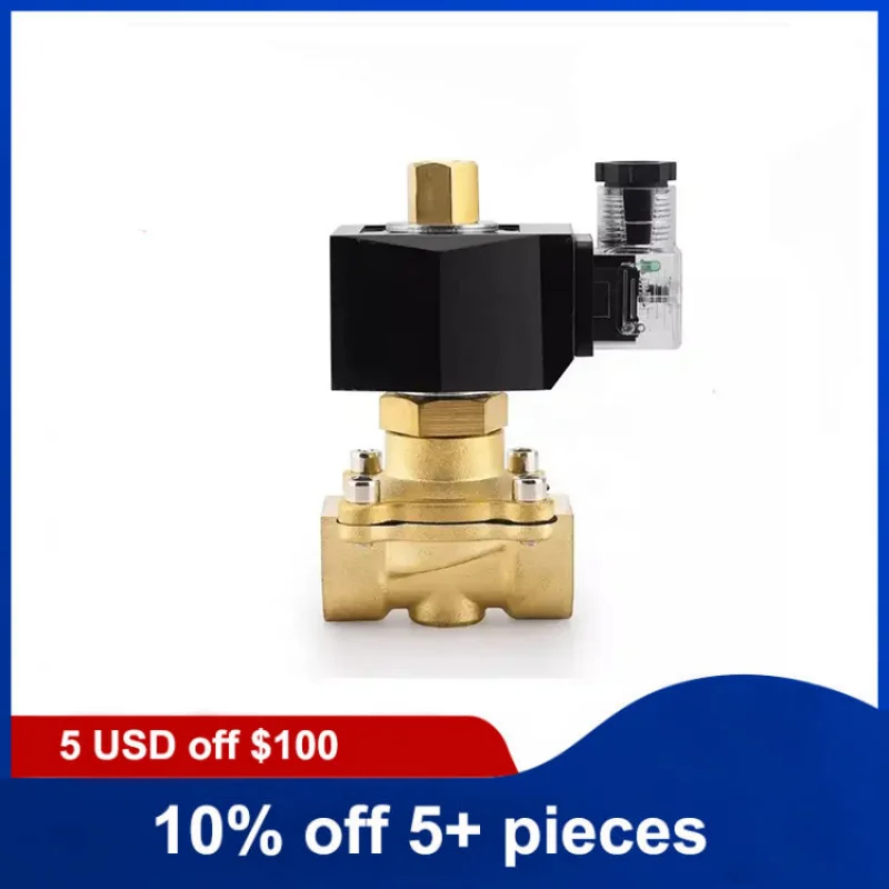 

1 inch Brass Normally Open Solenoid Valve 220V 12V 24V Direct Acting Waterproof Solenoid Valve with LED Light