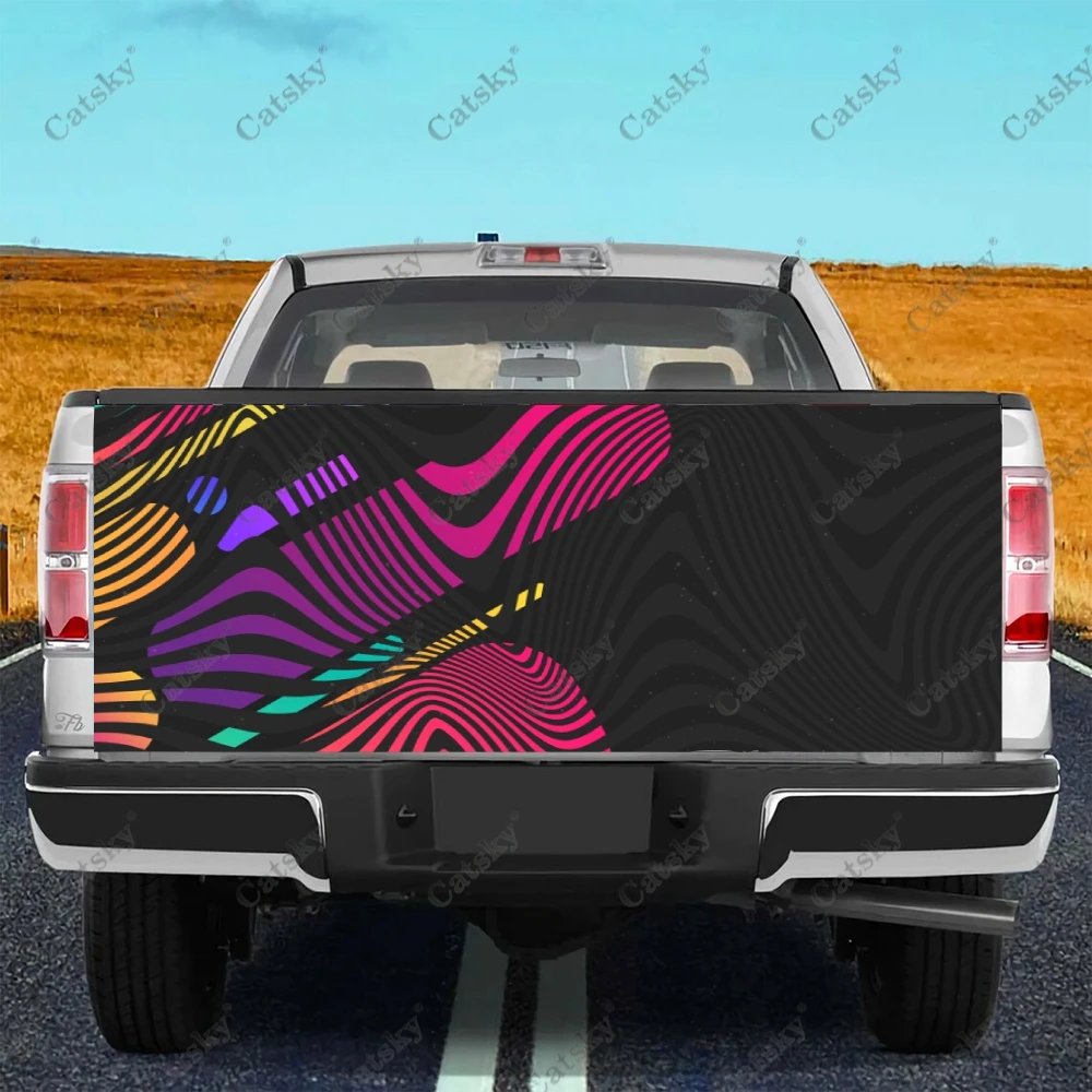 Abstract Shadows Colors Waves Truck Tailgate Wrap Professional Grade Material Universal Fit for Full Size Trucks Car Wash Safe