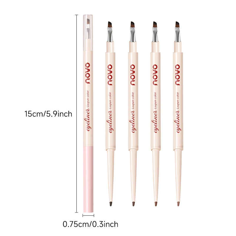両端ジェルアイライナーペン（ペンシル＋細角ブラシ）、マット仕上げ＆シマー、長持ち、速乾性、防水
