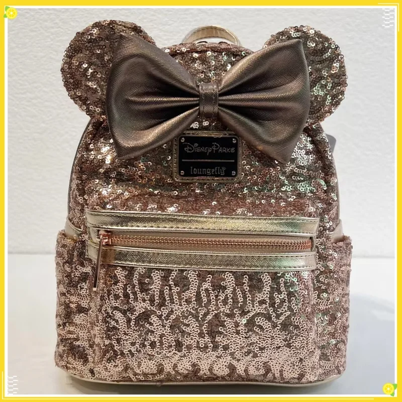 Mini mochila de dibujos animados de Anime de Disney, bolsos de doble hombro con lentejuelas 3d de Mickey Mouse, bonita mochila, bolsa de ocio al aire libre, regalo para niña