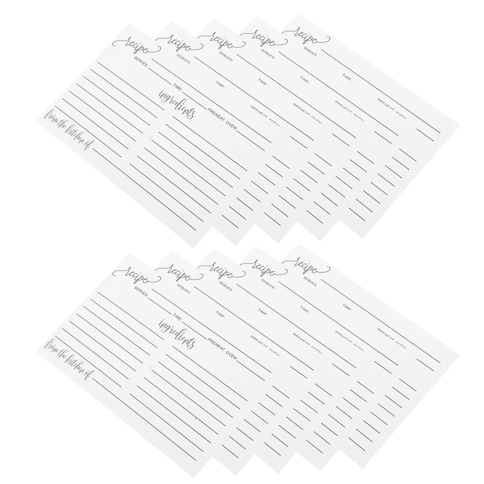 

50 шт. открытки с рецептами, двусторонние пустые рукописные кухонные заметки, сообщения, плотная бумага, прочный материал, простой стиль