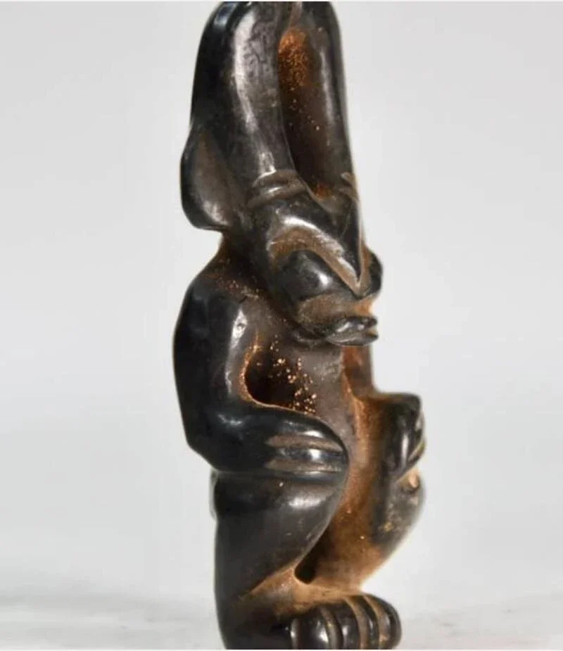Hongshan culture archaize black iron meteorite sculpture sun god statue #2