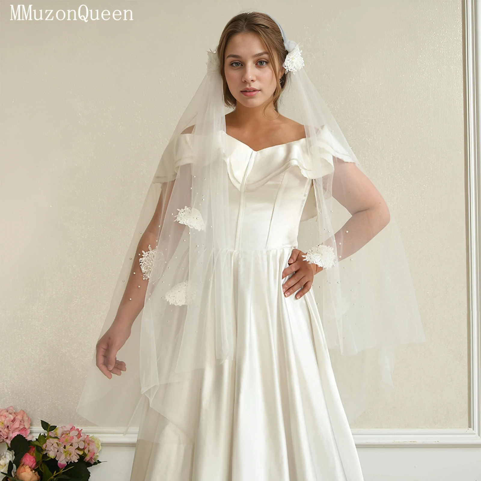 

TOPQUEEN романтический 3d вышитый цветок кусочки жемчуга без волос расческа, фата свадебные аксессуары женщина день рождения M165