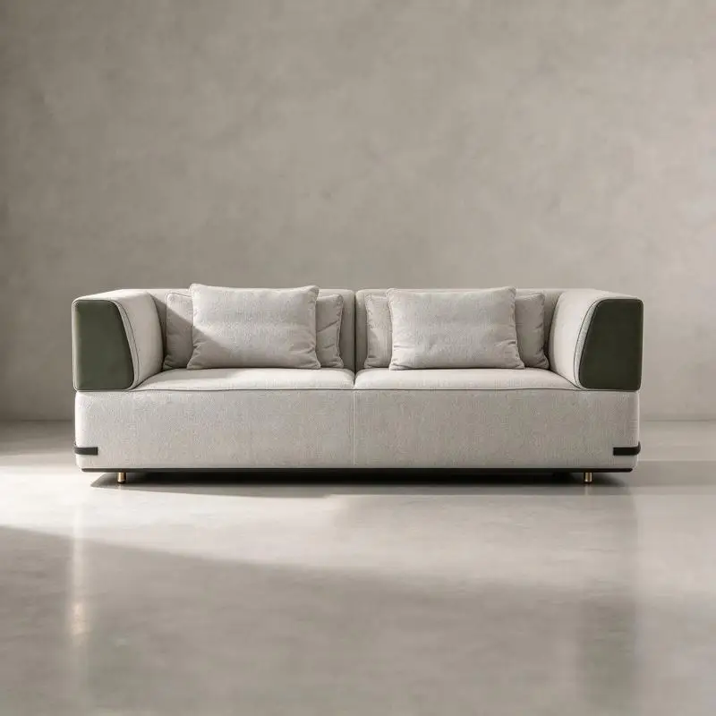 OAKEN Modern Luxury 2 Seater Fabric Sofa Armrest Upholstered Couch High Density Foam Seat Cushion Minimalist Livingroom Sofa
