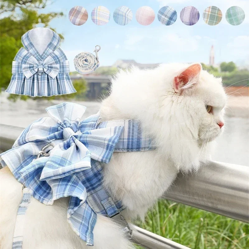 

Cat Harness with Leash Set Adjustable Cute Pet Harness For Cats Dogs Polyester Outdoor Walking Cat Lead Leash Pet Supplies