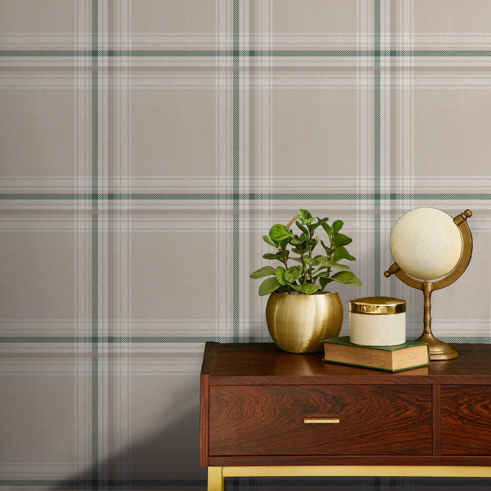 

Рулон обоев с классическим клетчатым узором, стильная клетчатая настенная бумага бежевого и зеленого цвета, современное украшение для гостиной. 50*300