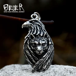 BEIER 2022 New Fashion 316L Stainless Steel Viking Wolf Raven Eagle Pendant Animal Necklace For Men Vintage Jewelry Wholesale