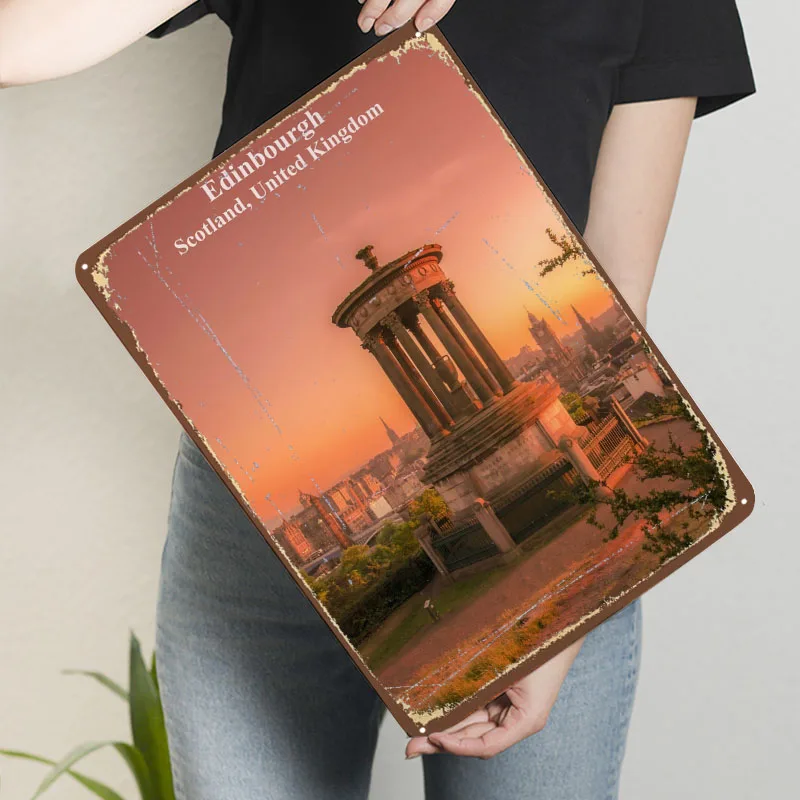 كالتون هيل ادنبره صفيح علامات التاريخية المشارك الديكور غرفة المعيشة ديكور الرجال علامة معدنية مخصصة للزينة جدار الفن #3