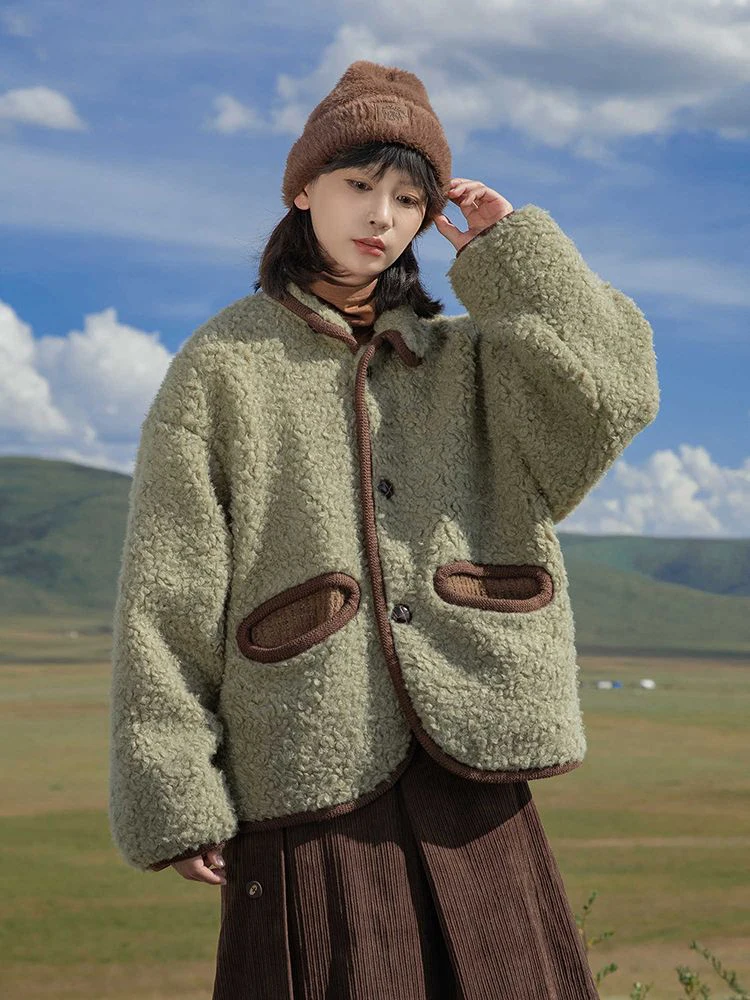 

Японская винтажная свободная куртка женская осенне-зимняя повседневная милая куртка с воротником-стойкой на пуговицах в стиле ретро с длинным рукавом офисная женская верхняя одежда