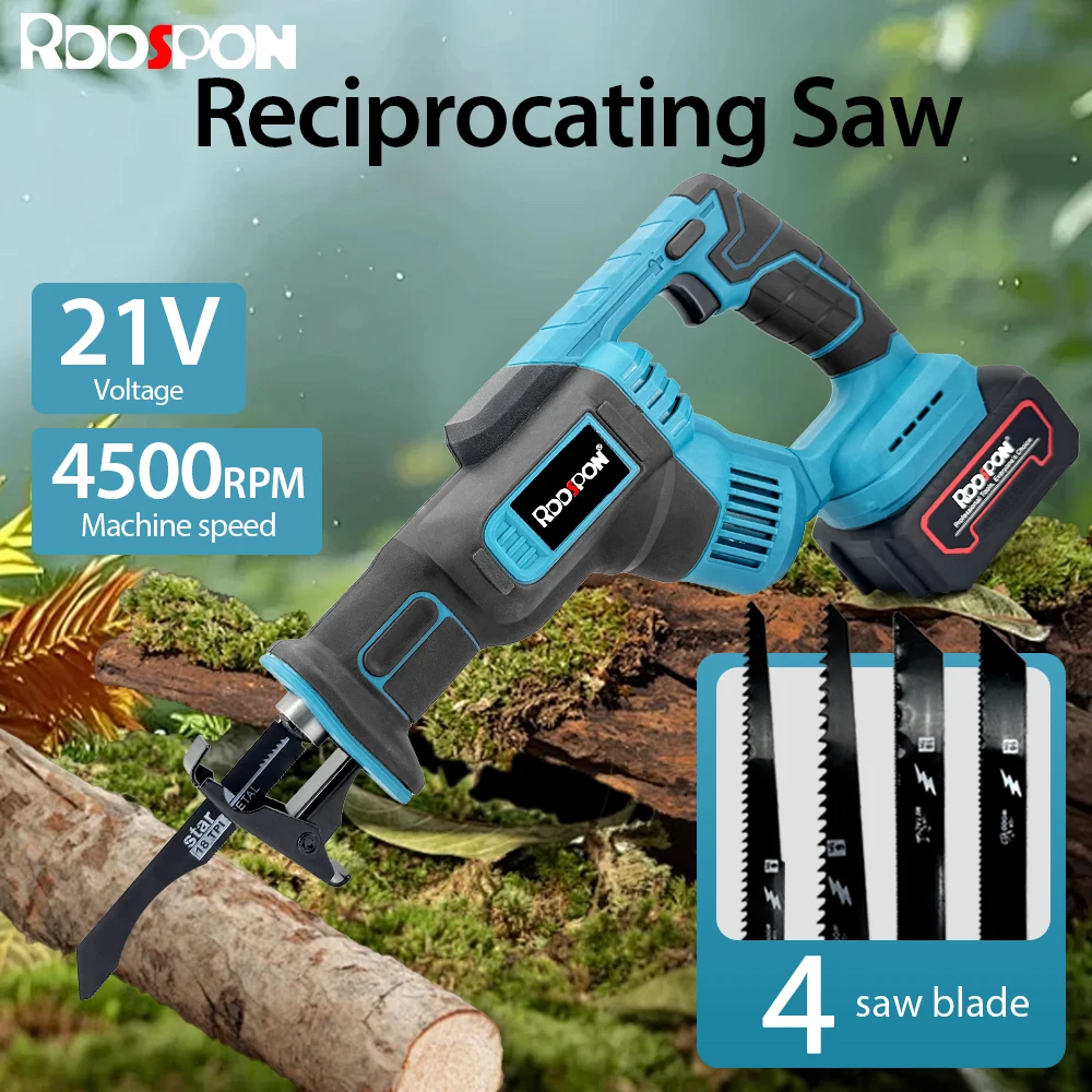 Cordless Reciprocating Saw With 4 Blades Electric Wood Metal PVC Pipe Cutting Saber Saw New Power Tool For Makita Battery
