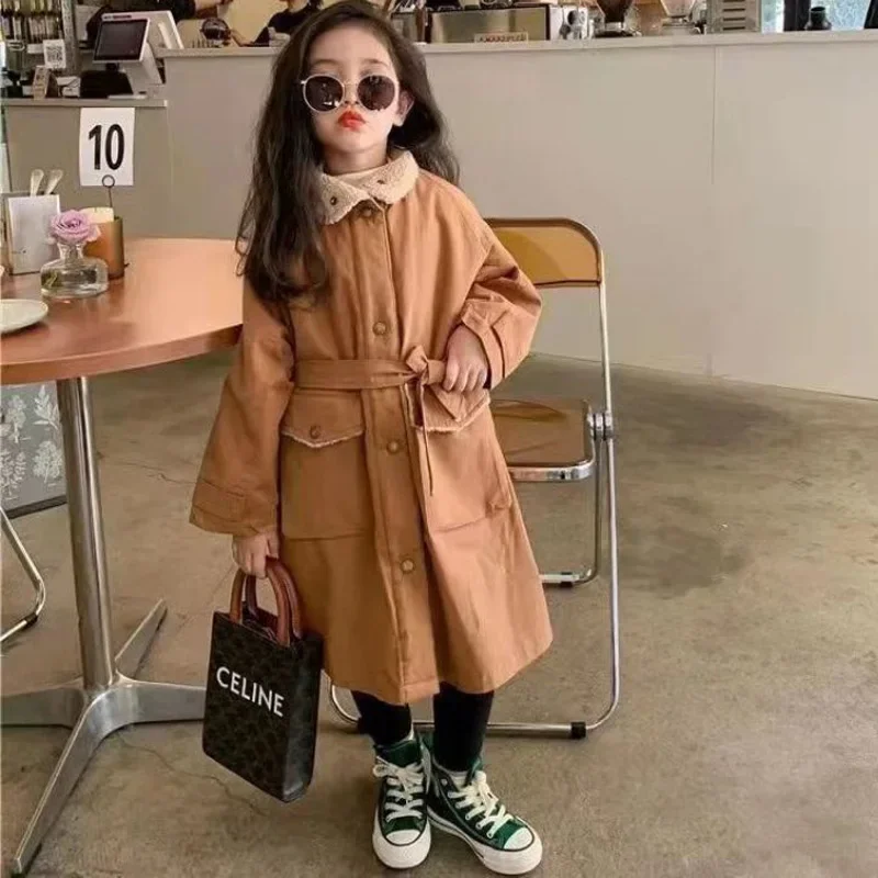 Fashion Baby Girl Thick Cotton Jacket Child Plush Coat Warm Windbreak Jacket Autumn Winter Parka Outwear Baby Clothes 2-14Y