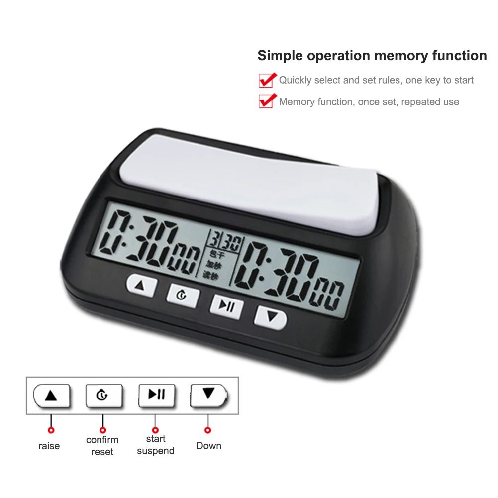 Digital Chess Clock Multifunctional Board Game Countdown Timer Professional with Memory and Step Function Gifts for Chess Lovers view 6