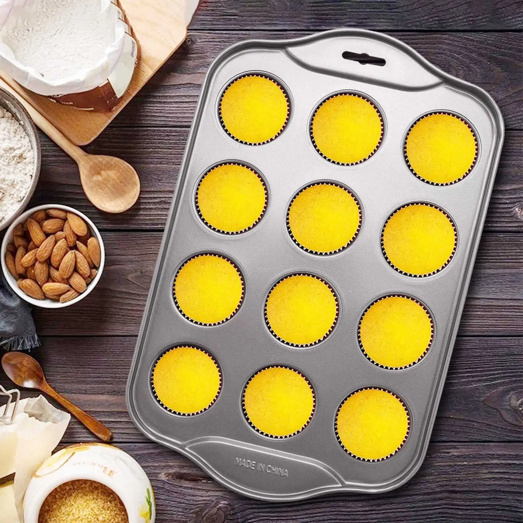 12 Cavity Mini Cheesecake Pan with 12 Pieces Removable Bottom &LICG