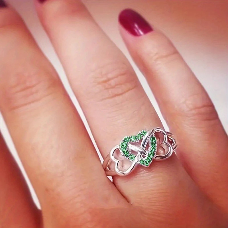 Huitan Multi Color Tiny Zirconia Heart Ring Female Romantic Wedding Bands Silver Color Finger Jewelry Engagement Accessories
