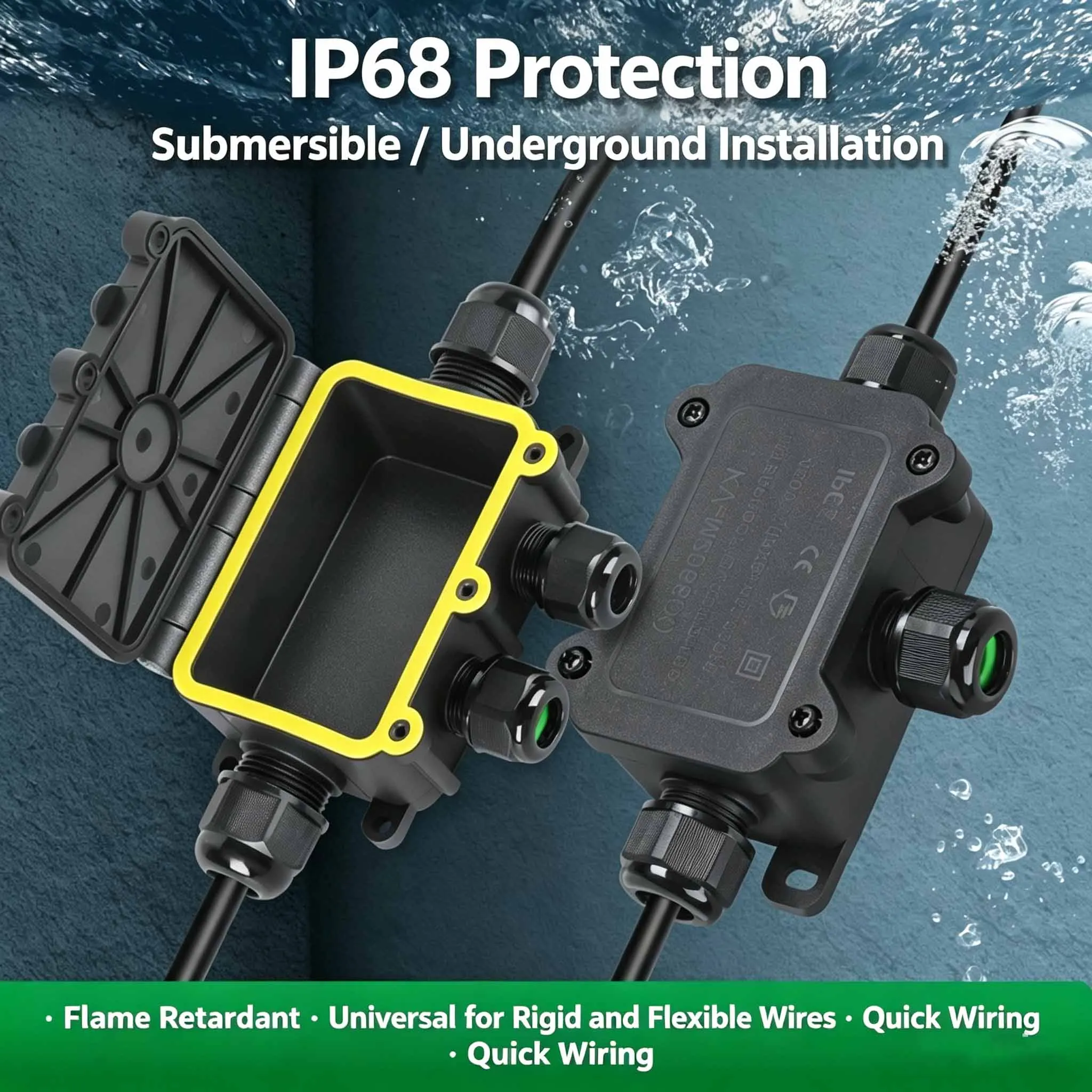IP68 Waterproof Junction Box 2‑8 Way Outdoor Electrical Enclosure Cable Connector Wire Protection for Outdoor Wiring Accessories