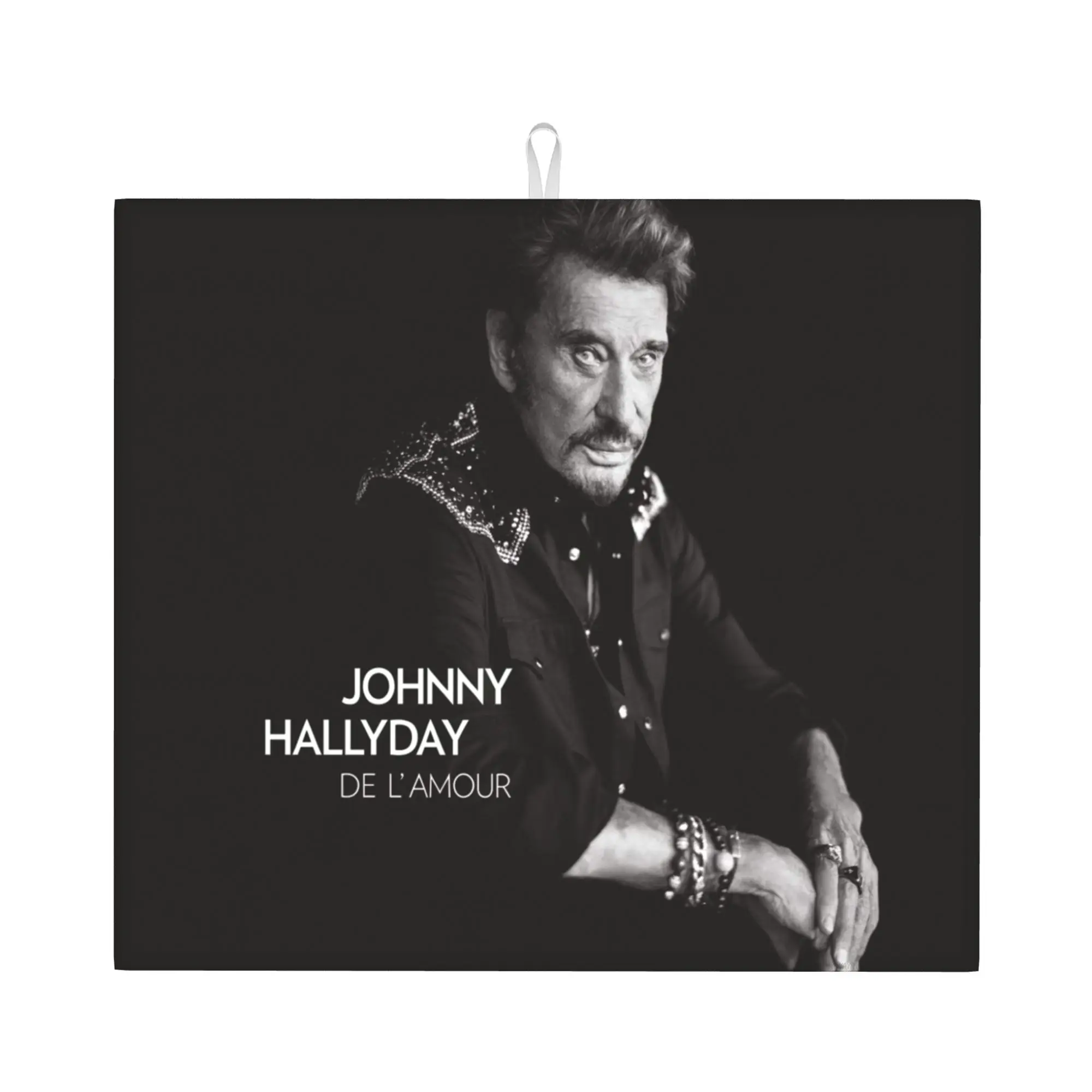 Drying Mat For Kitchen Johnny Hallyday Water Absorbent Waterproof Reusable France Mucisian On Slip Kitchen Counter Protector Mat