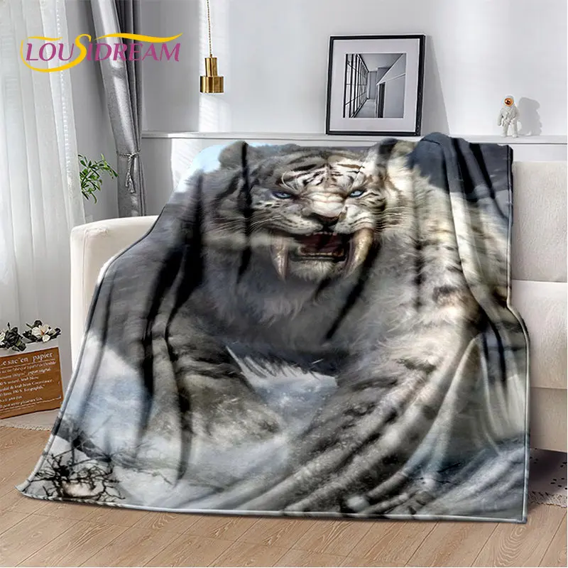 Beast Animal Tiger, Sabretooth Cartoon Soft Plush Blanket,Flannel Blanket Throw Blanket for Living Room Bedroom Bed Sofa Picnic