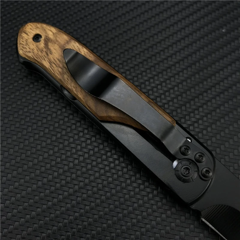 BM DA44 Survival Pocket Folding Knife Wood Handle Titanium Finish Blade Tactical Knifes EDC Pockets Knives