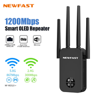 1200-2100Mbps Wifi Repeater Repetidor De Sinal 5G 802.11AC OLED Display Wi fi Range Extender Signal Booster 4 Antenna Puissant