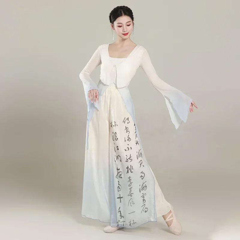

Classical dance costume women's mesh gauze practice suit Chinese dance elegant performance suit set