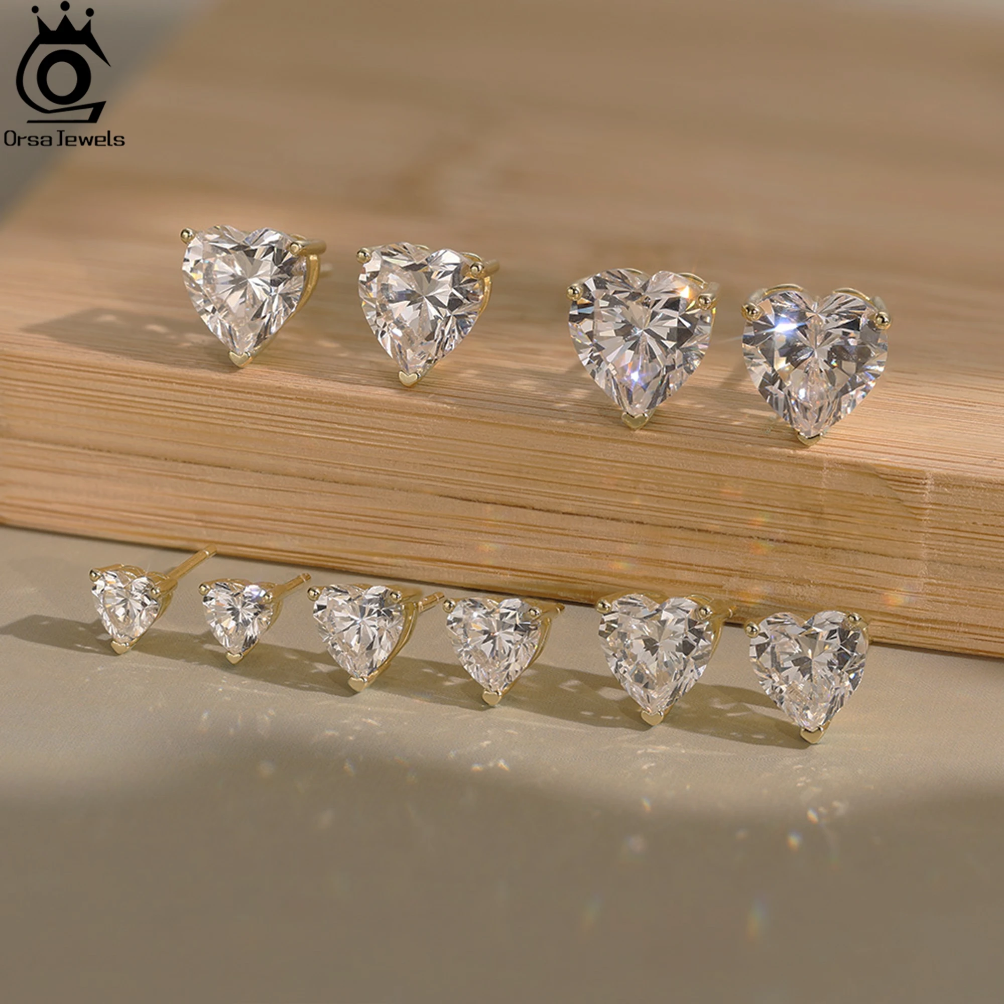 ORSA JEWELS Shiny and Romantic 925 Silver Stud Earrings with a Heart Zirconia, the Ultimate Jewelry for Valentine's Day LZE55