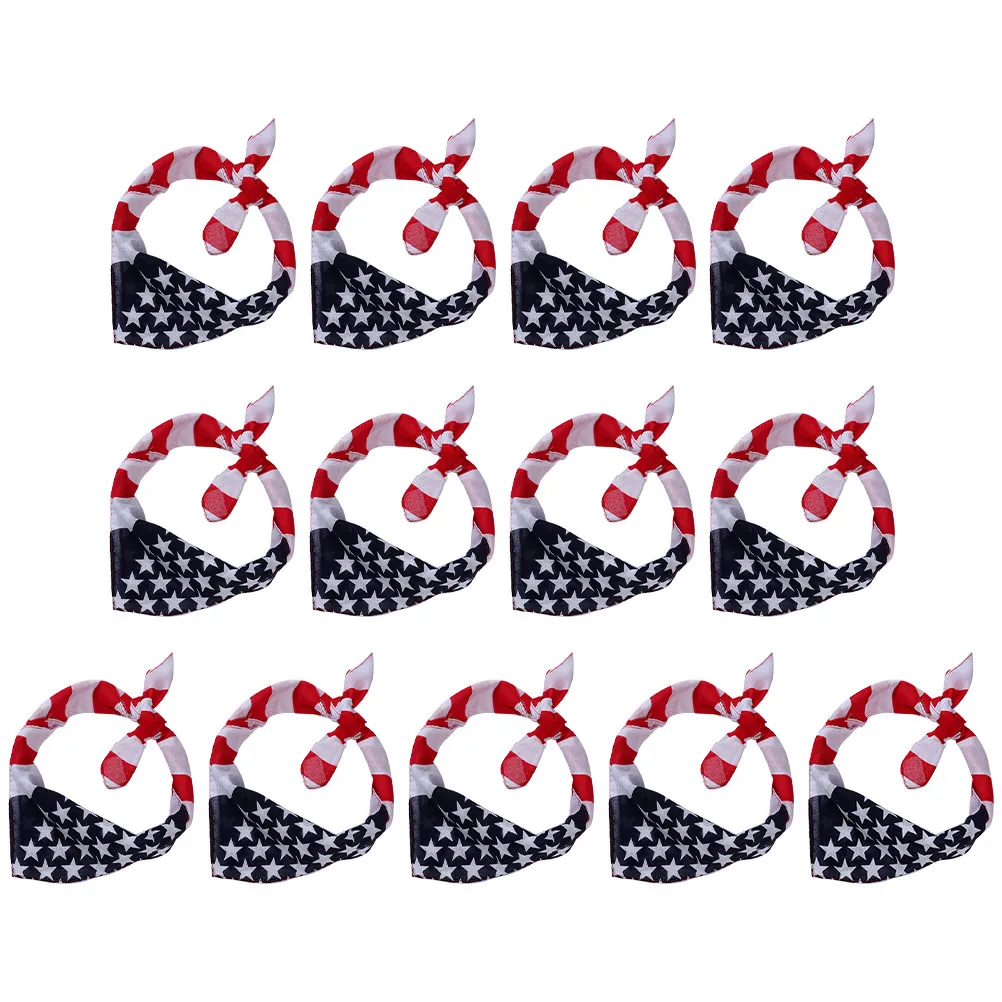 

13Pcs American Flag Bandanas Premium Soft Reusable Washable Patriotic Headwear for Adults Cycling Costume Festival Outfit