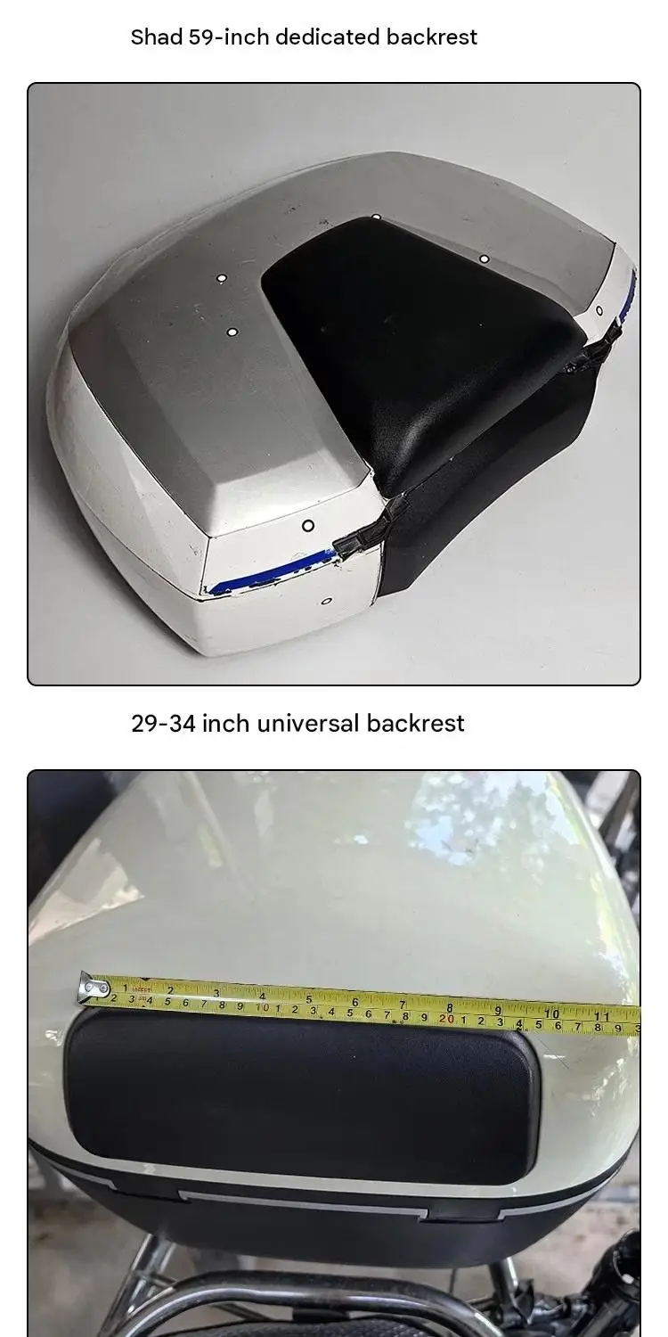 Original Backrest Pad for Shad 33 39 48 59 Top Case, Soft Trunk Back Support Cushion, No‑Drill Self‑Adhesive