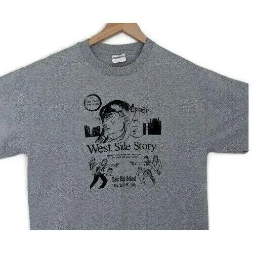 East High School West Side Story Vintage T Shirt Mens Large Gray Double Sided