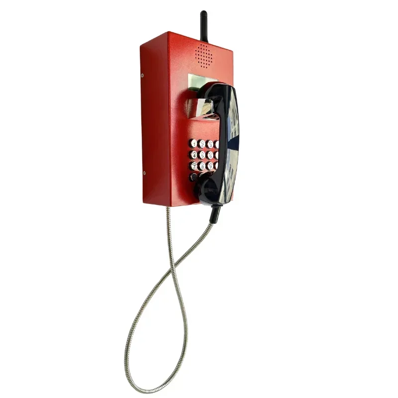 

New Red Emergency Public Vandal Phone Handset Compact GSM 4G 3G Prison Inmate Telephone Set With Lcd Screen