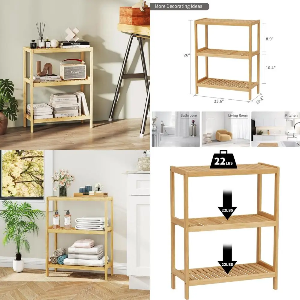 

Трехуровневая бамбуковая полка для хранения вещей в ванной, на кухне и в гостиной