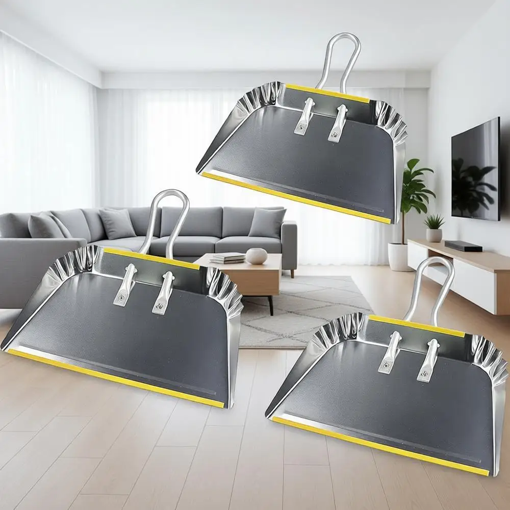 

3-Pack 17 Heavy Duty Metal Dust Pans, Wide for Household, Easy to Assemble