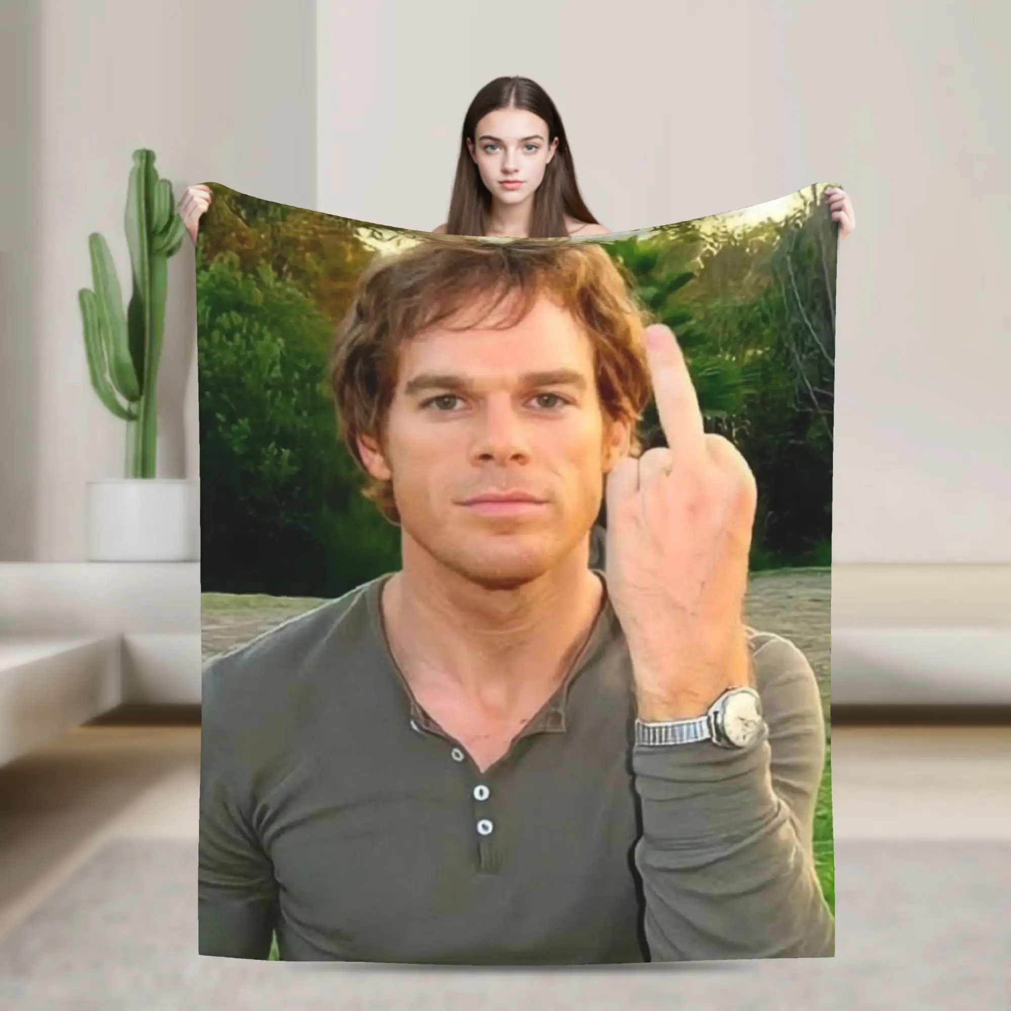 Dexter Morgan flipping off Blankets Coral Fleece Plush Decoration  Portable Soft Throw Blankets for Sofa Car Plush Thin Quilt