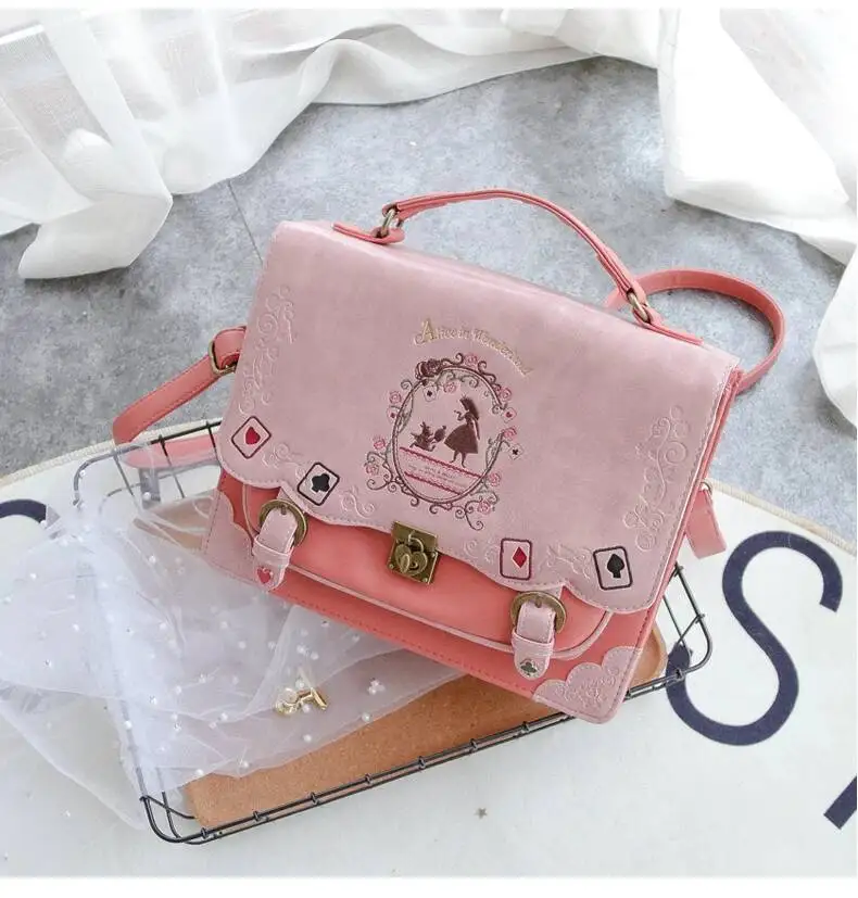 

Bloom Gothic Lolita Briefcase Backpack Women Vintage Jk Schoolbag Messenger Bag Female Japanese Haruku Kawaii Y2k Handbags