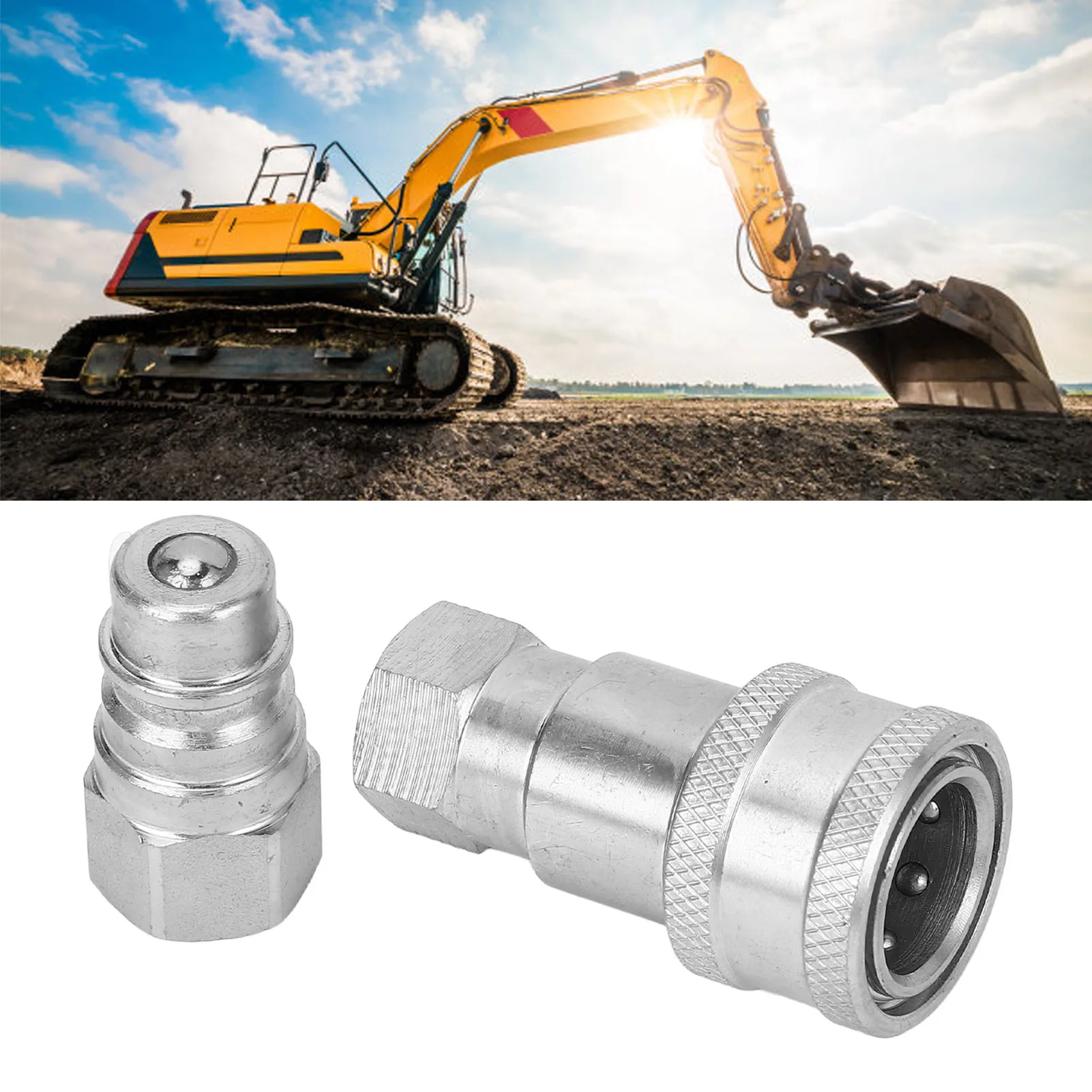 

Hydraulic Coupler Hydraulic Quick Coupler Hardened Steel Male and Female 1/4in NPT Hydraulic Quick Connect Fittings for ISO5675