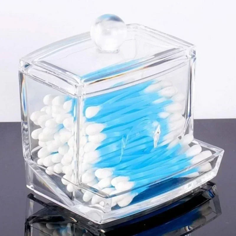 

Cotton Swab Ball Storage Box With Lid Large Capacity Bathroom Acrylic Transparent Container Jar Dispenser