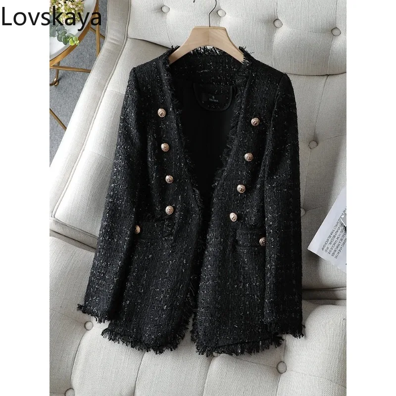 Plaid V-Neck Button Decoration Coat Jacket Long Sleeve Single Breasted Casual Blazer Women Ladies Autumn Winter