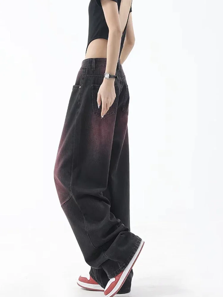 Women Jeans Vintage Wide Leg High Waist Baggy Purple Jean Pants Y2k Streetwear Harajuku Loose Cowboy Denim Trousers Female 2023