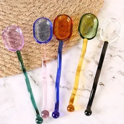 1Pc Creative Glass Milk Spoons Colored Transparent Coffee Dessert Stirring Spoon Long Handle Spoon Kitchen Tableware