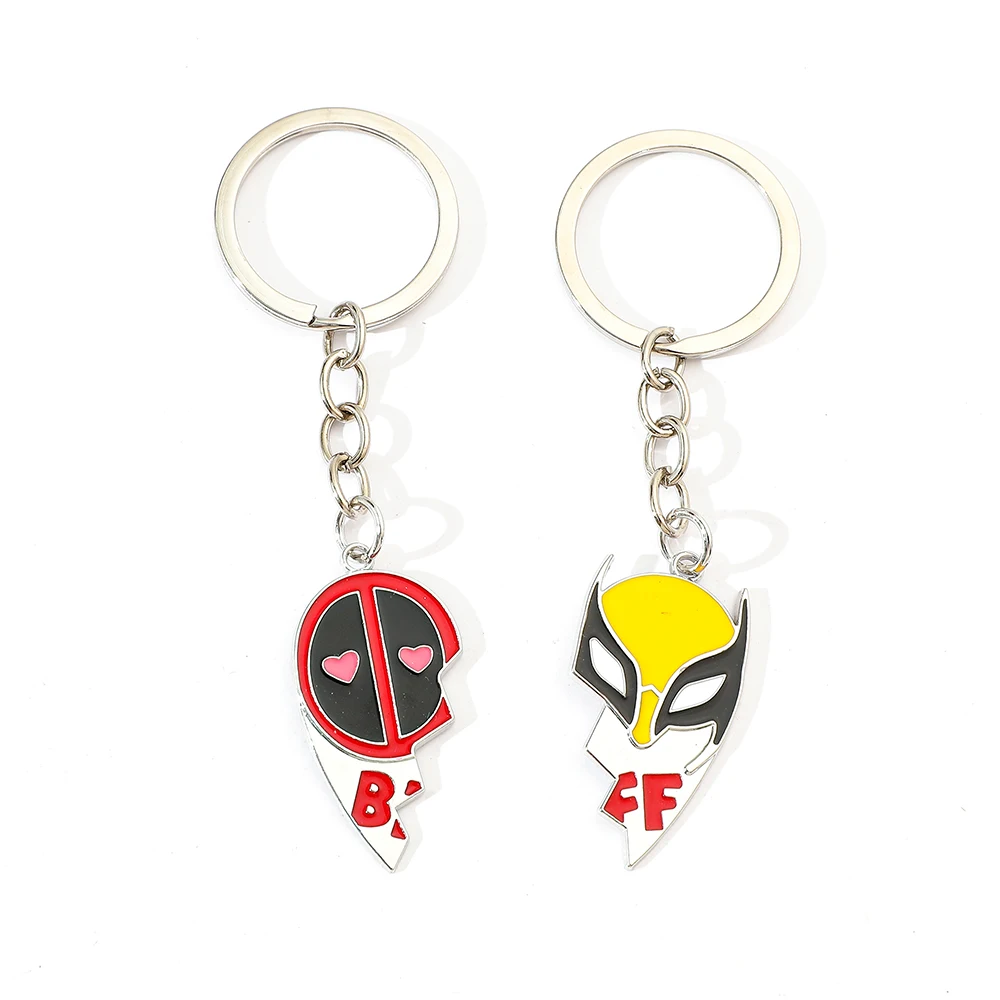 Marvel Deadpool Wolverine Keychain Creative Combo Love Metal Keychain Gift for Good Friends