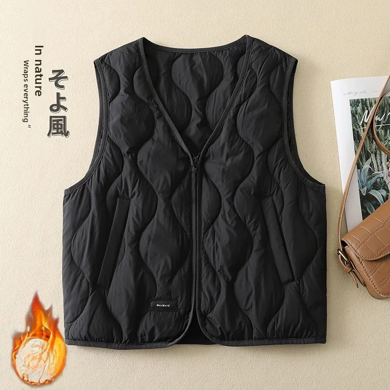 

Lightweight Velvet Vest ort V-Ne Versatile Innerwear Outerwear Spring Autumn Faion Embroidered Polyester Fiber Thin