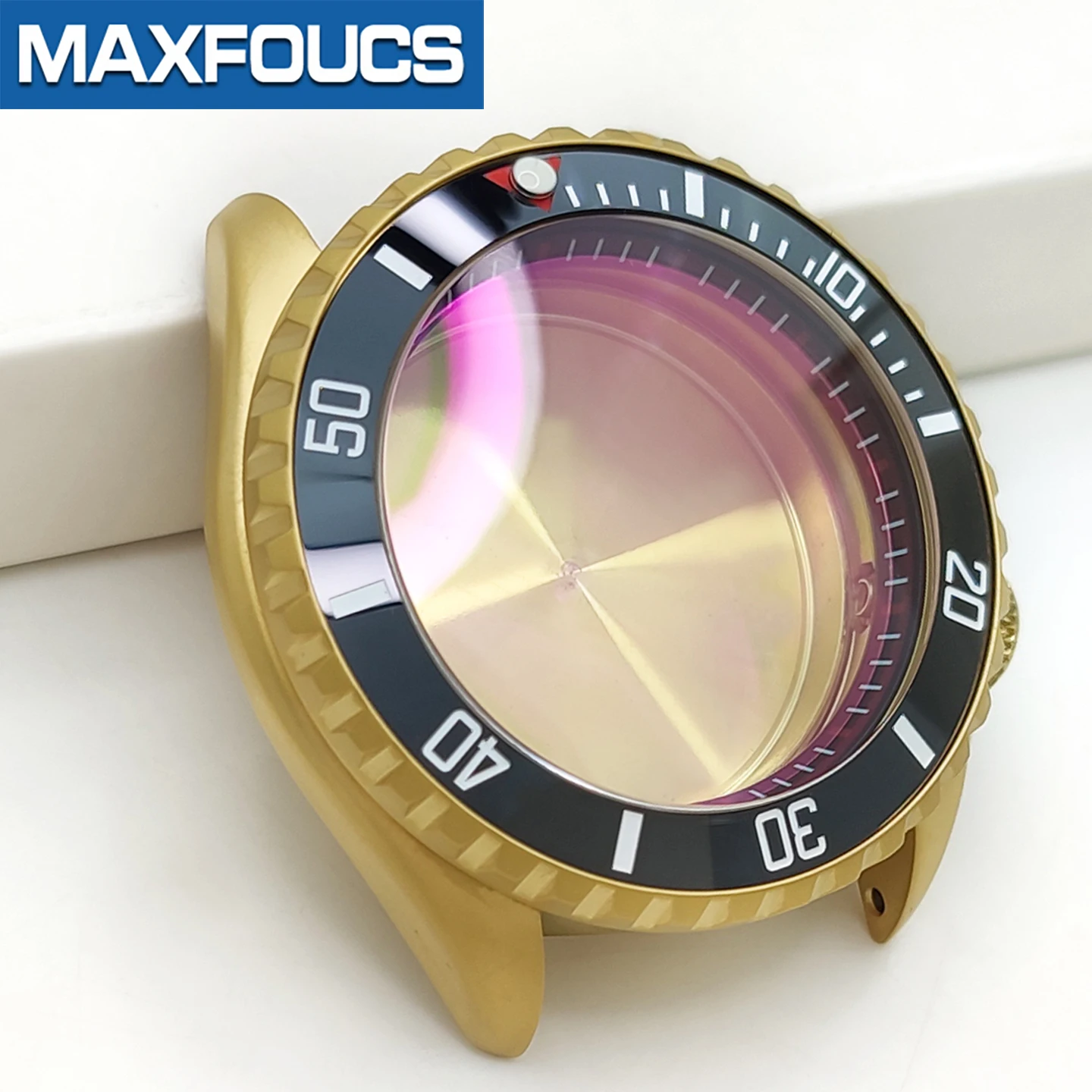 Mattes 3.8 SKX Gold-Uhrengehäuse mit Krone bei 4 Uhr, Edelstahl-Finish, MOD NH36 Lünetteneinsatz, Saphirglas, kundenspezifische Teile – Detail 17