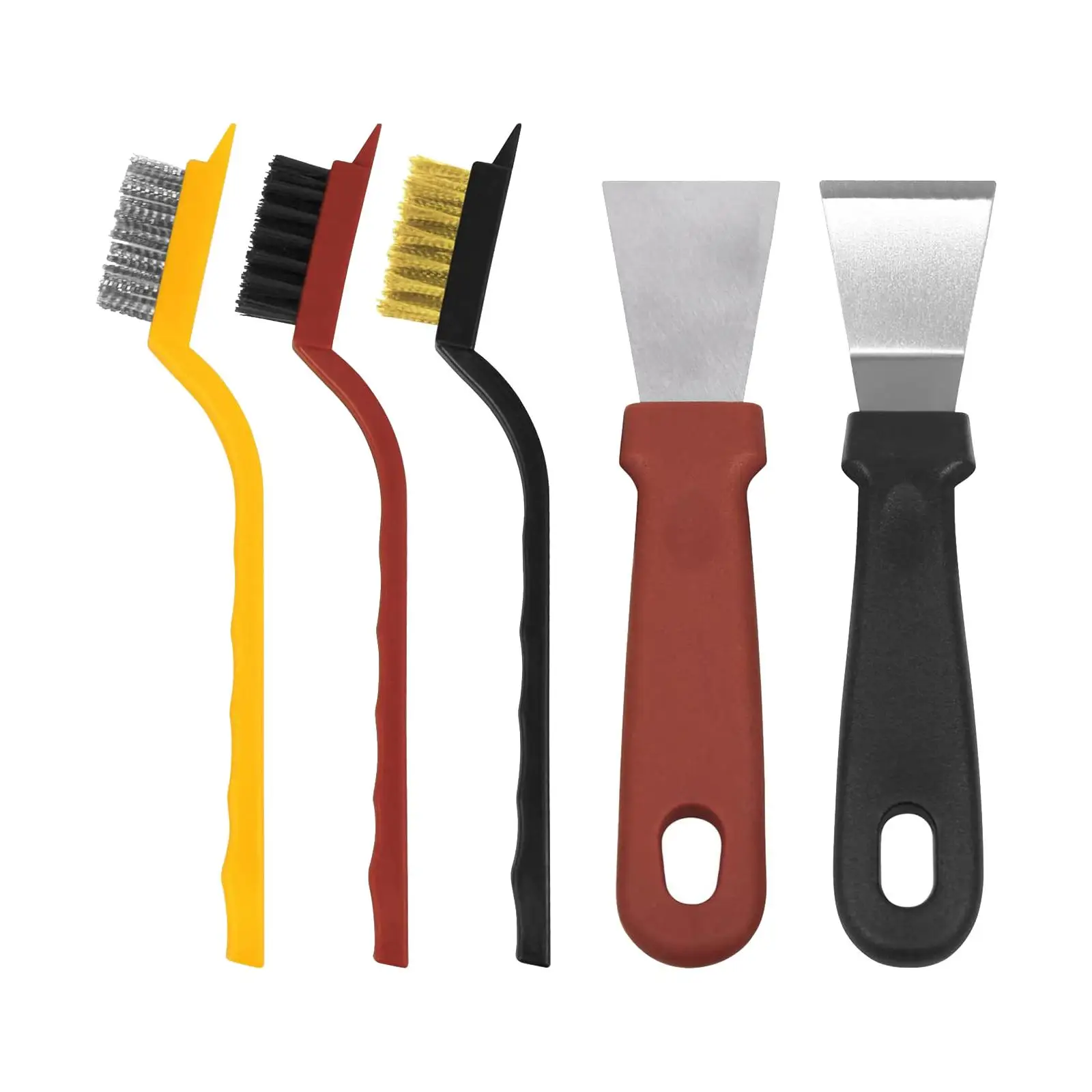 5x Wire Brush Set Tool Deep Cleaning for Paint Scrubbing Removal with Curved Handle Grip