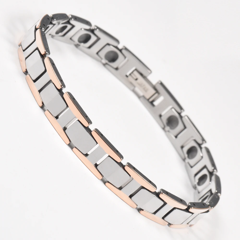 Wollet Tungsten Bracelet for Men Chain Magnetic Stone Bracelet Easy Magnetic Clasp 8.46 inch Jewelry Gift