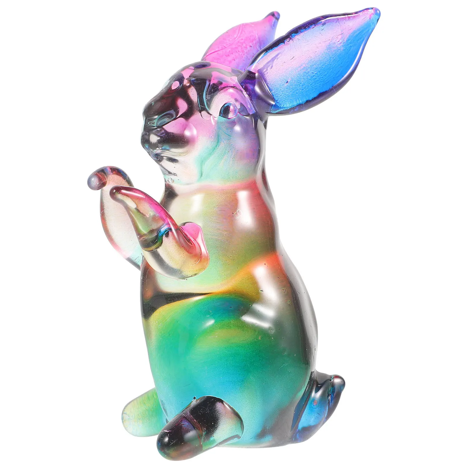 

Crystal Bunny Desktop Ornament Year of The Rabbit Decoration Elegant Transparent Rabbit Statue for Home Garden Decor