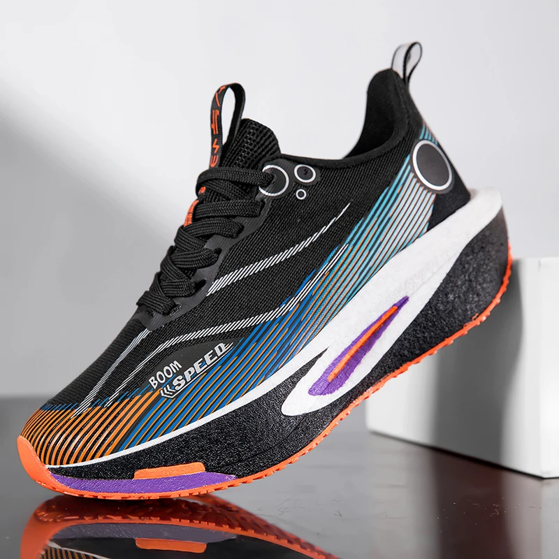 

Running Shoes Carbon Board Speciality Marathon Men Sports Reticular Breathable Lightweight Women's Athletic Nonskid Sneakers