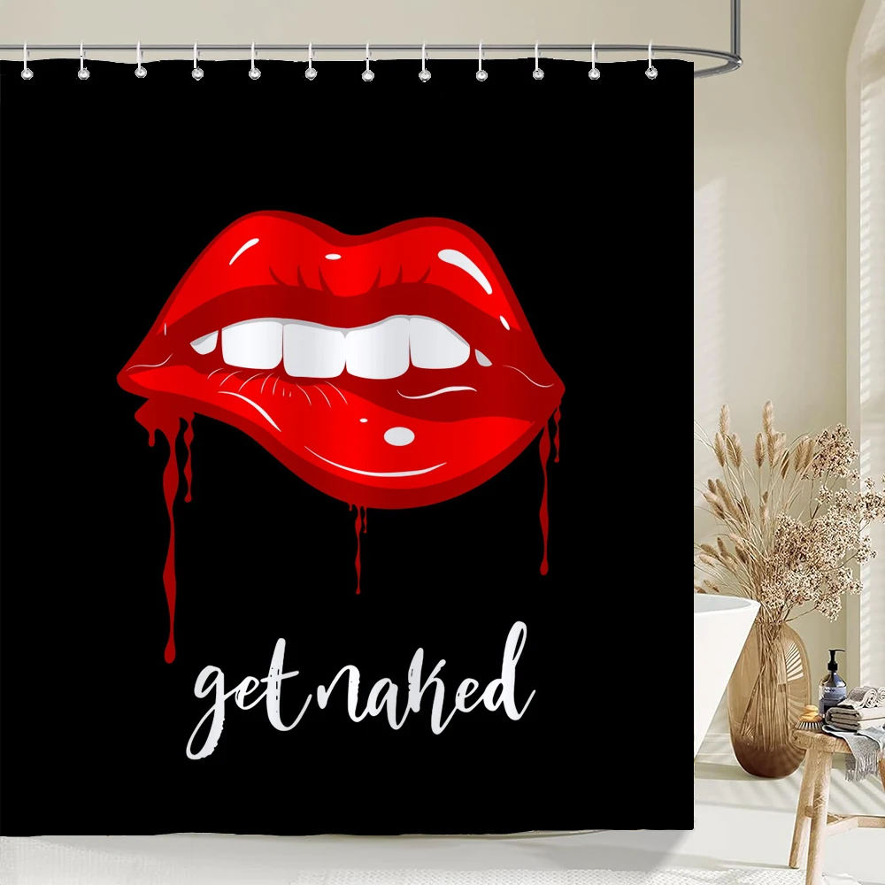 

Sexy Red Lips High Heel Leopard Print Shower Curtain Cosmetic Perfume Pink Girl Room Bathroom Decor Curtain Waterproof Curtains