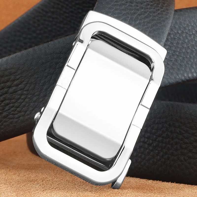 Cinto masculino clássico brilhante fivela automática designer de luxo alta qualidade couro genuíno jovens comércio cintura