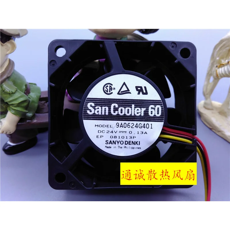 1PC  3-wire inverter Fan   60 24V 0.13A 9A0624G401 6cm 6025