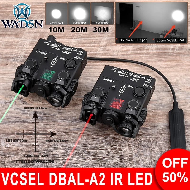 WADSN DBAL-A2 VCSEL IR LED Red Green Dot Laser Indicator Tactical Hunting Weapon Light Full Metal DBAL A2 IR Strobe Flashlight