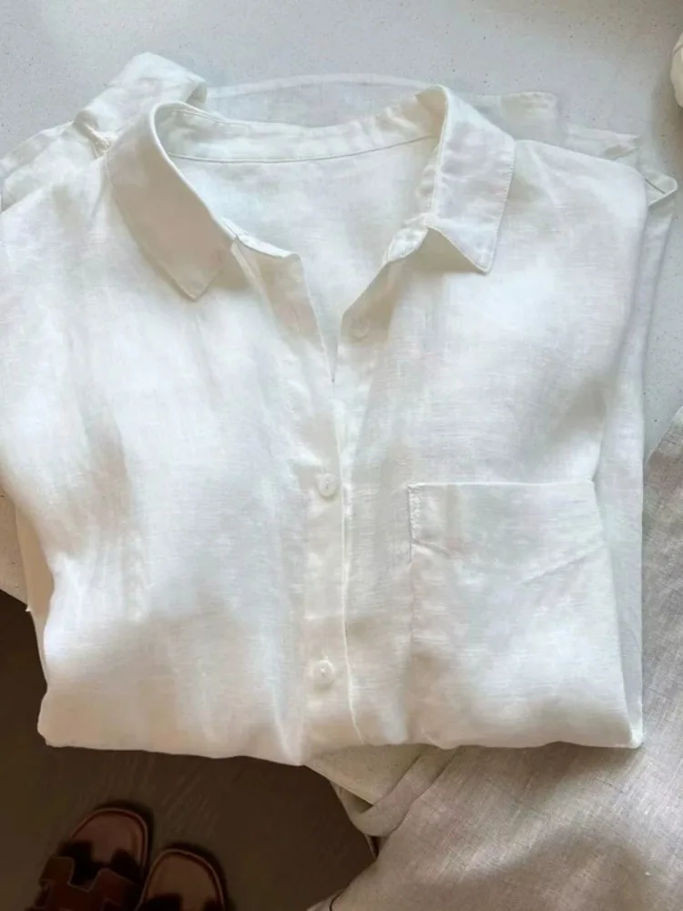 Losse lange Sve zonbescherming irt dames zomerlinnen casual irt kraag bovenkleding jas normaal dun